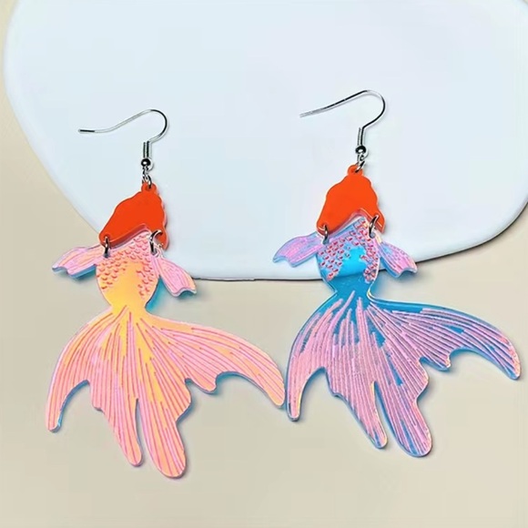 Iridescent Goldfish Dangle Earrings - Picture 1 of 1